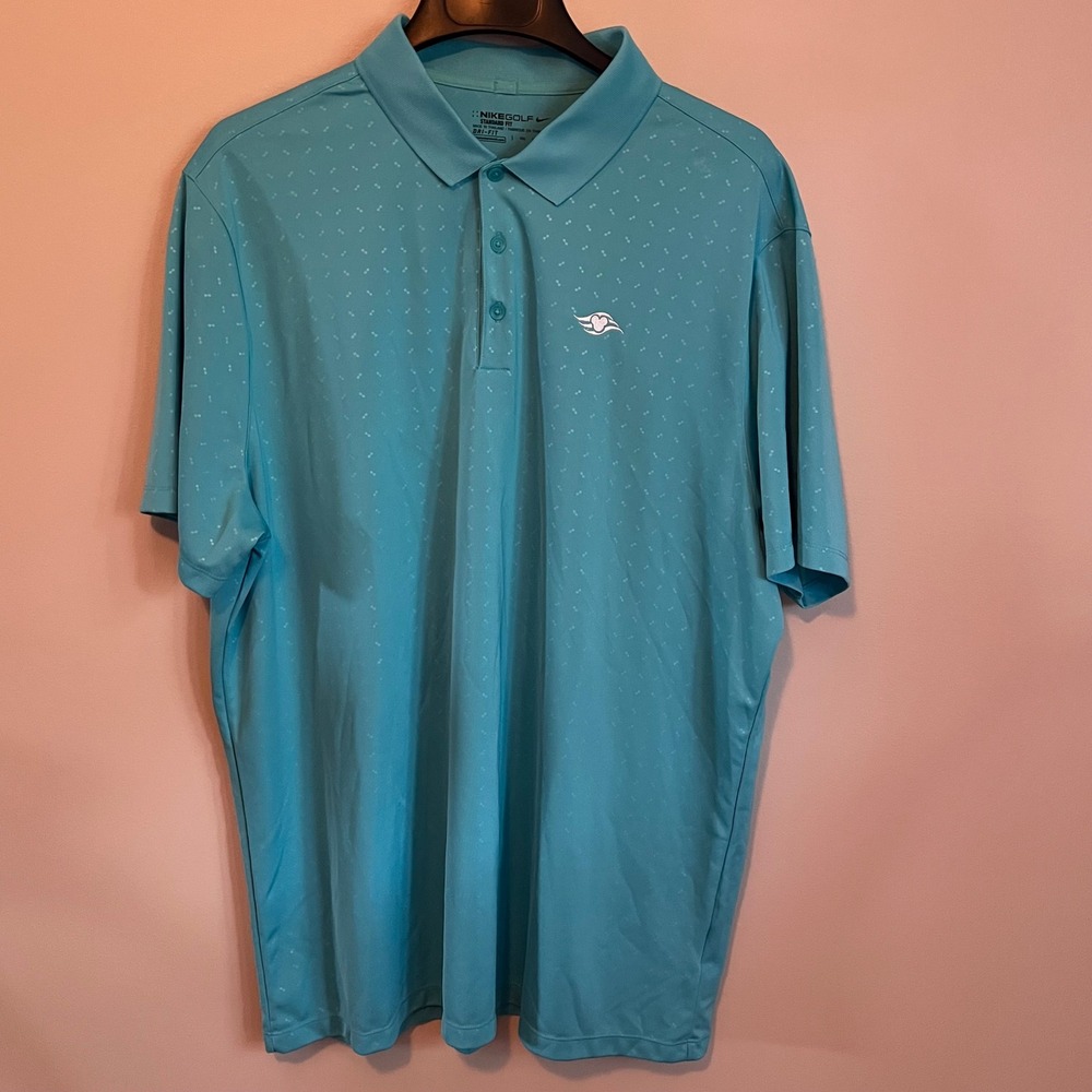Nike Golf Disney Cruise Line Dri-FIT Polo Shirt Mens XXL Blue Geometric Print